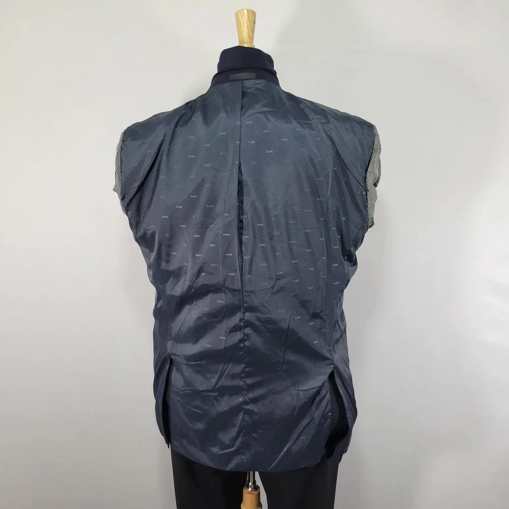 Michael Kors KOOP Mens Sport Coat Blazer Two Button Navy Blue Poly Blend 44L NEW